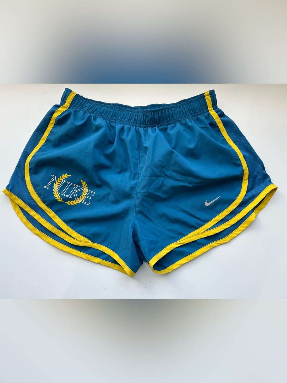 Nike Men’s Teal Athletic Shorts with Yellow Trim